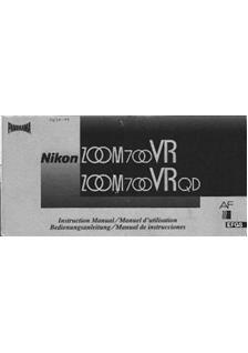 Nikon Zoom 700 VR manual. Camera Instructions.